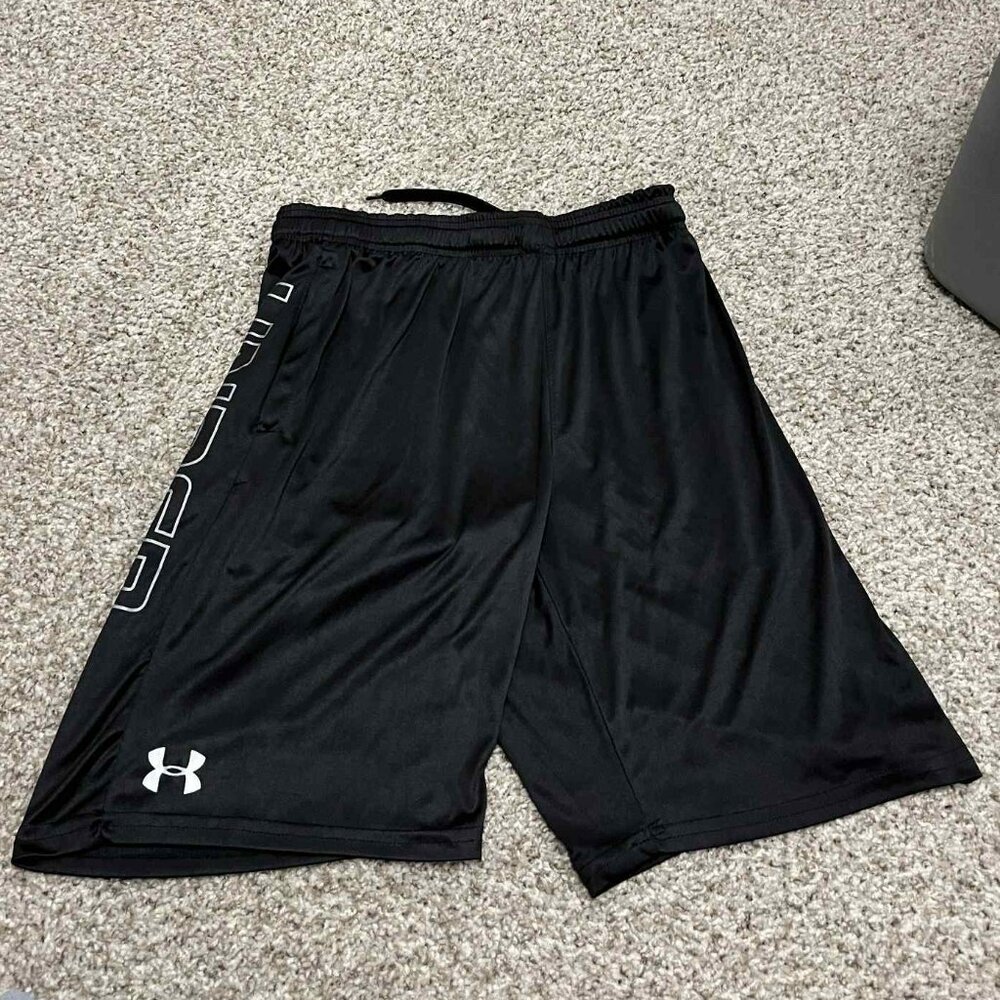 Under Armour - Long Side Logo - Black Athletic Shorts